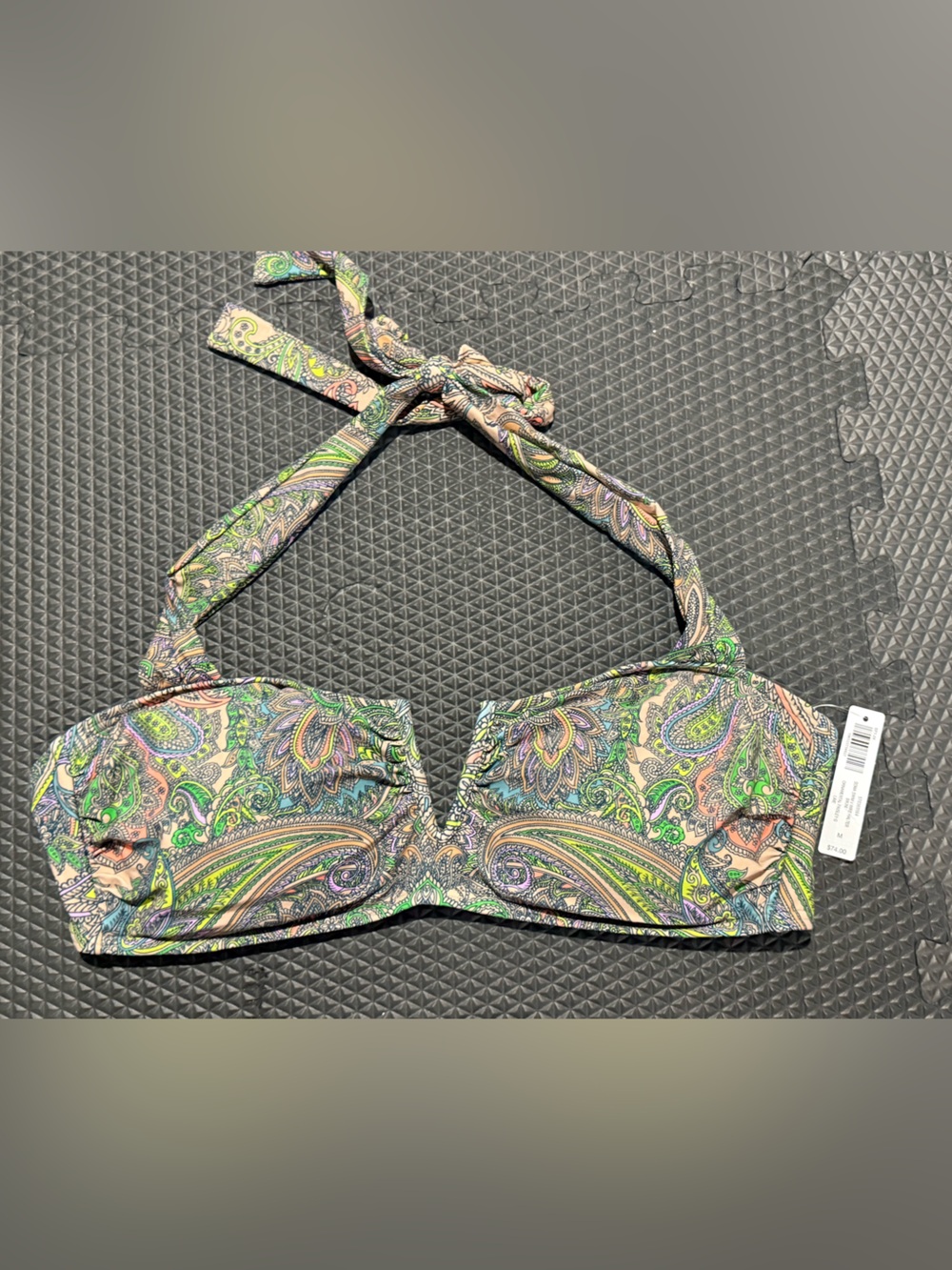 Soma Paisley Halter Bikini Top in Green and Purple